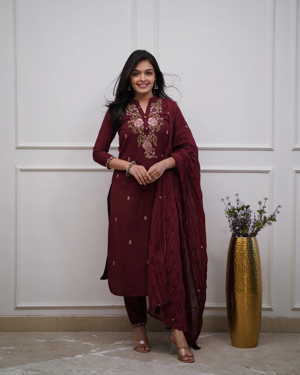 Jaipuraa Beautiful Pure Cotton Super Dying Embroidery Suit